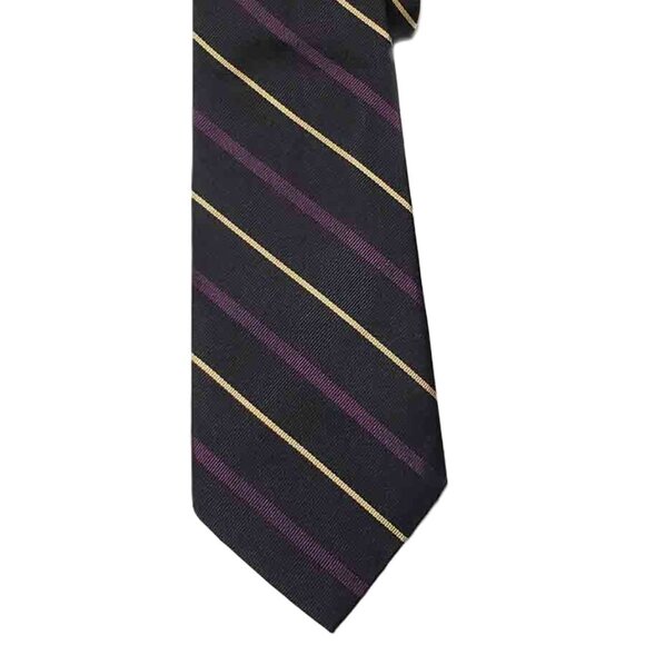 Rarely Used Polo by Ralph Lauren Repp Stripe Tie Purple Black Yellow Silk Men's - Picture 1 of 1